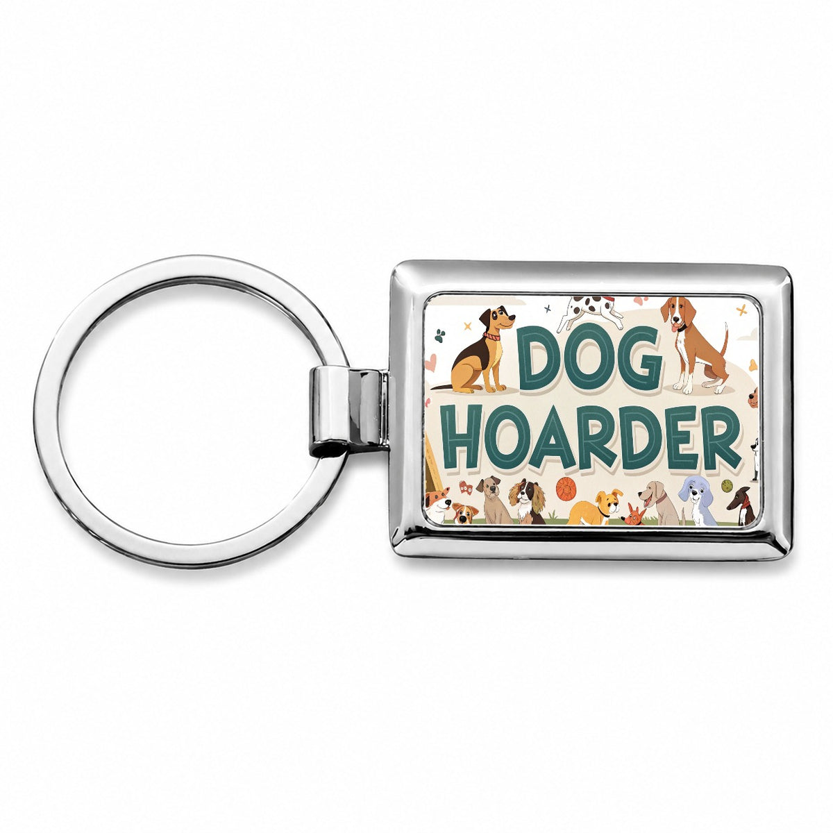 Dog Hoarder Funny Rectangle Metal Keychain