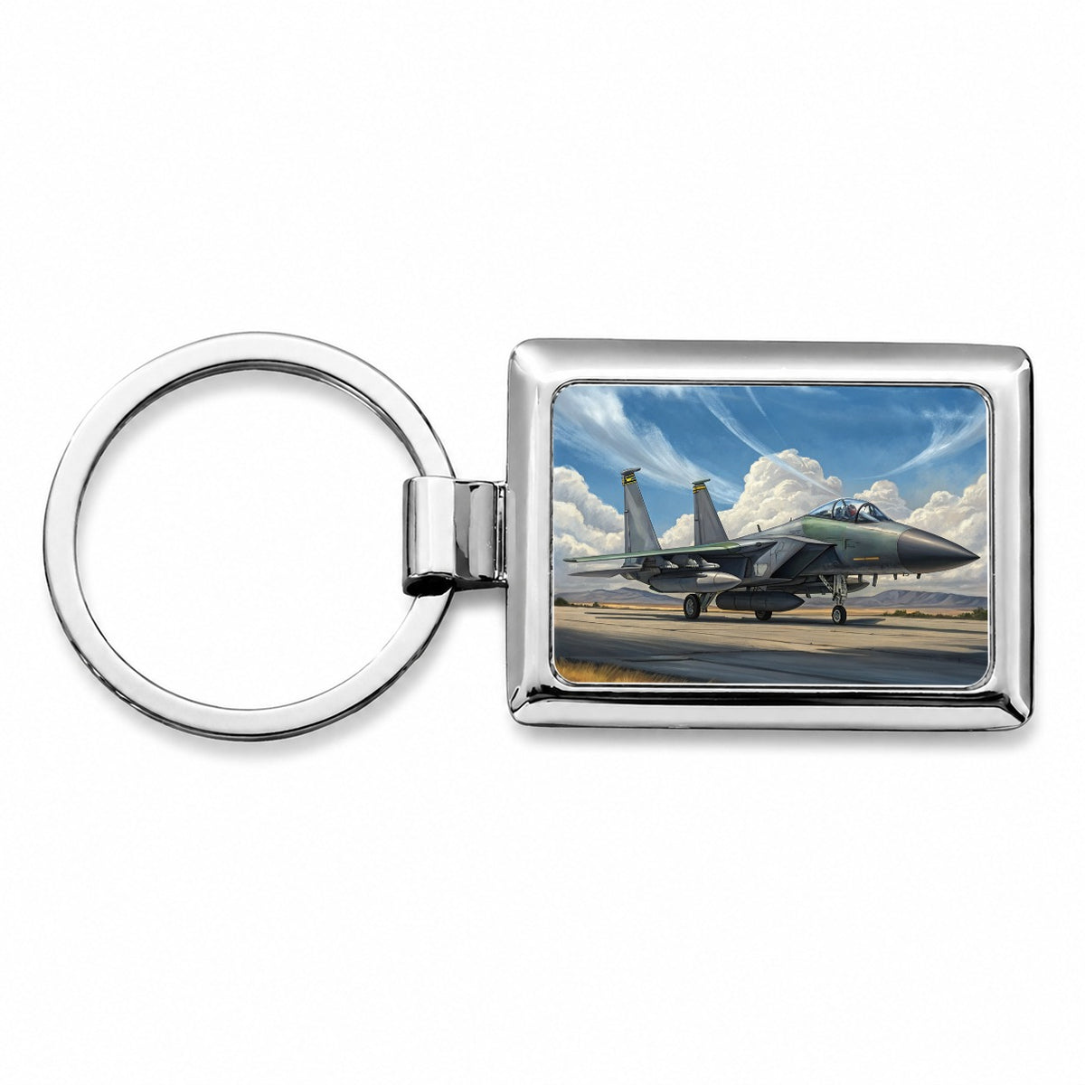 F-15e Strike Eagle Air Force Multirole Fighter Plane Rectangle Metal Keychain