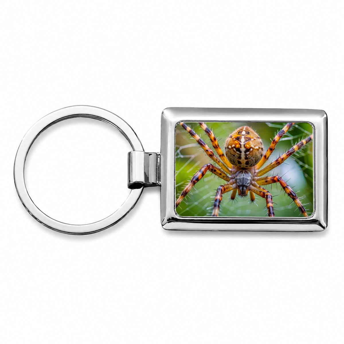Orb Weaver Spider Rectangle Metal Keychain