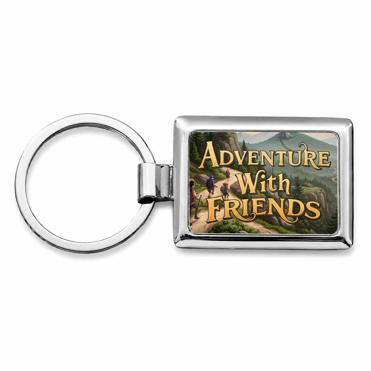 Adventure With Friends Hiking Hiker Rectangle Metal Keychain
