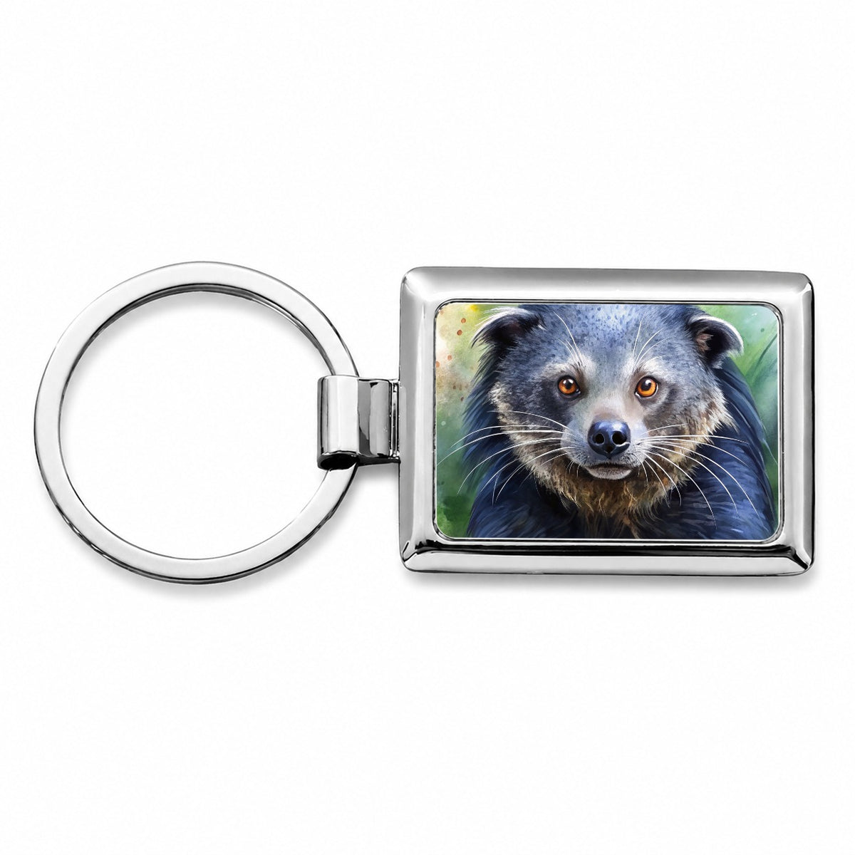 Binturong Bearcat Watercolor Style Rectangle Metal Keychain