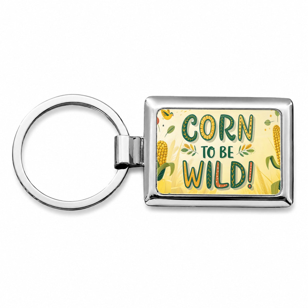 Corn To Be Wild Funny Rectangle Metal Keychain