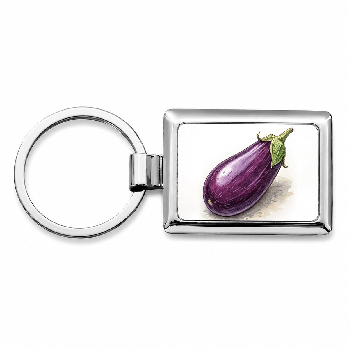 Eggplant Illustration Rectangle Metal Keychain