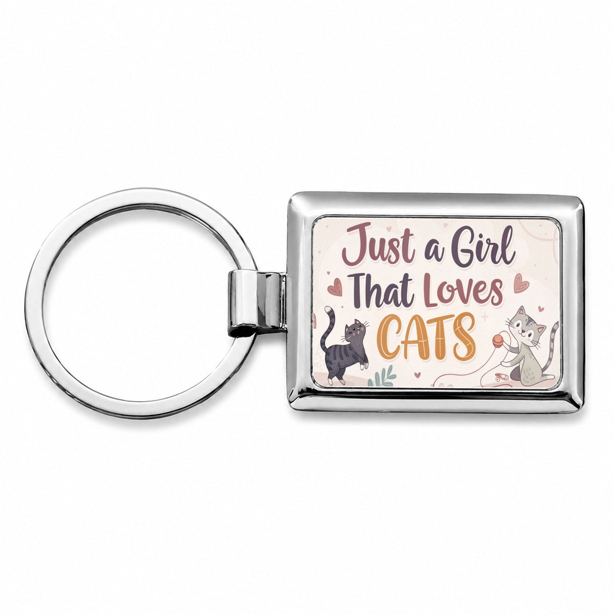 Just A Girl That Loves Cats Cute Rectangle Metal Keychain