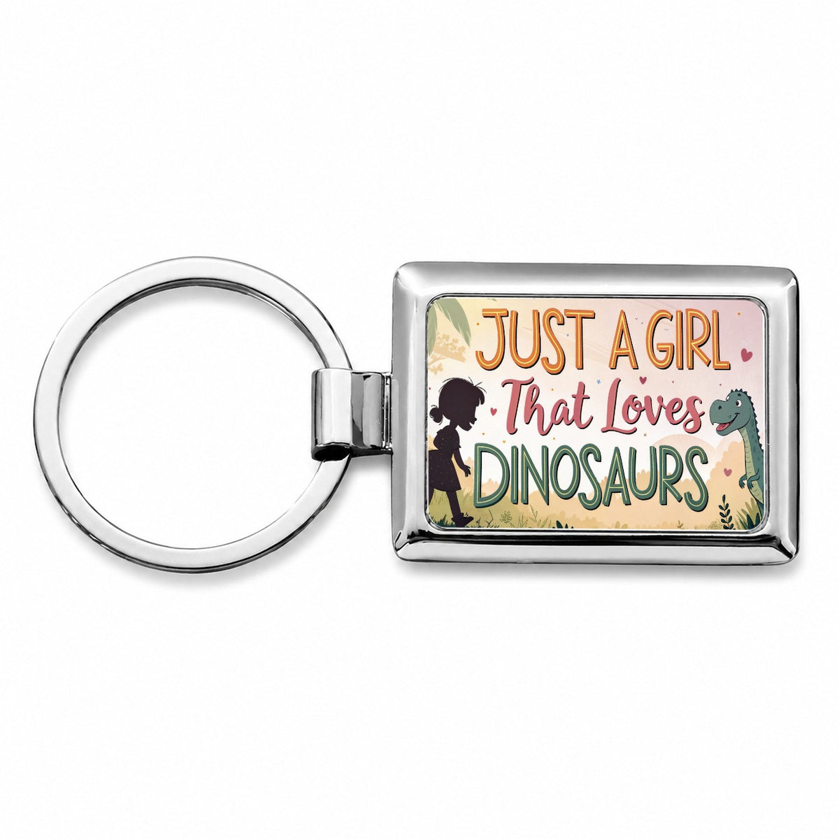 Just A Girl That Loves Dinosaurs Funny Rectangle Metal Keychain