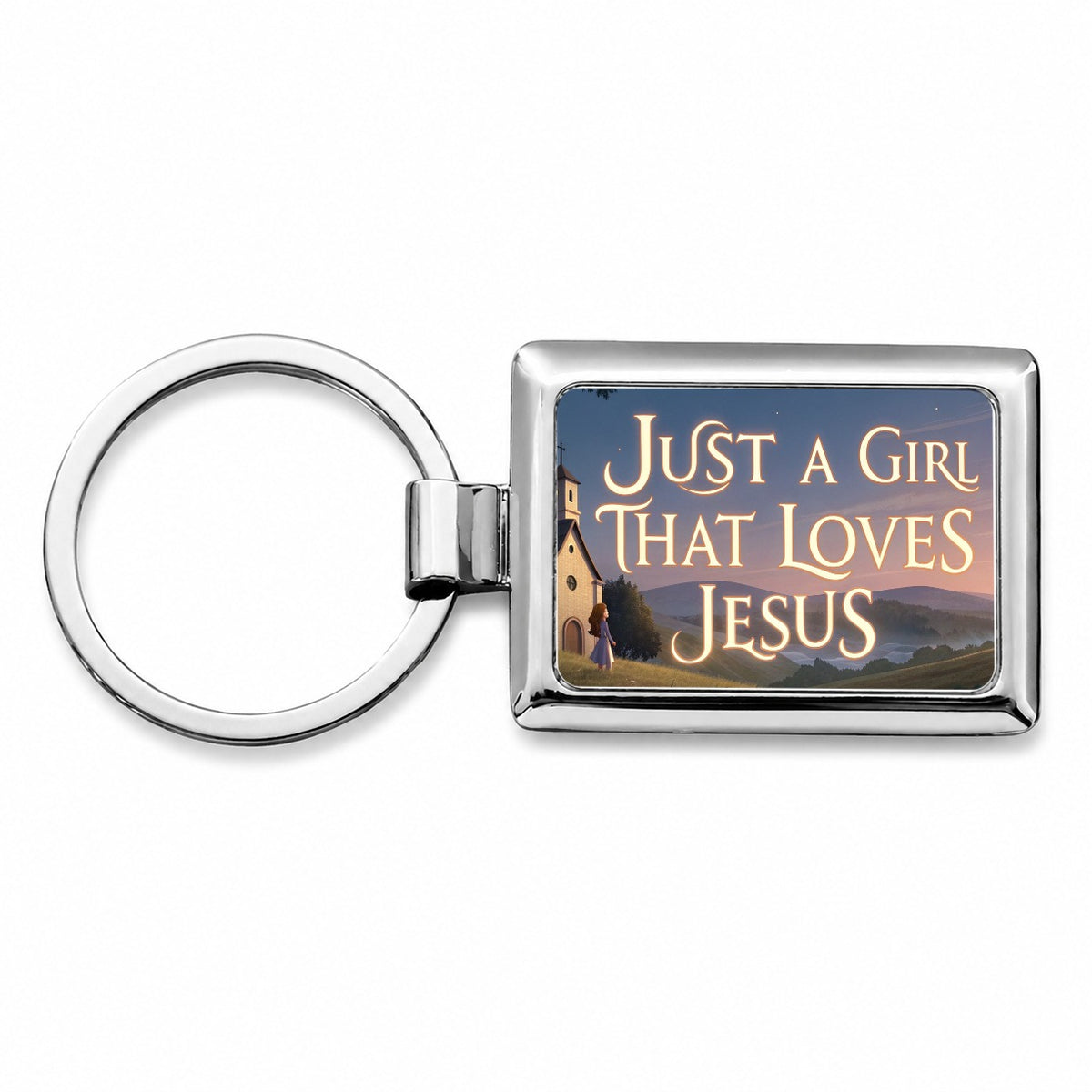 Just A Girl That Loves Jesus Religious Rectangle Metal Keychain