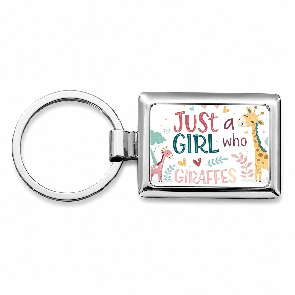 Just A Girl Who Loves Giraffes Cute Rectangle Metal Keychain