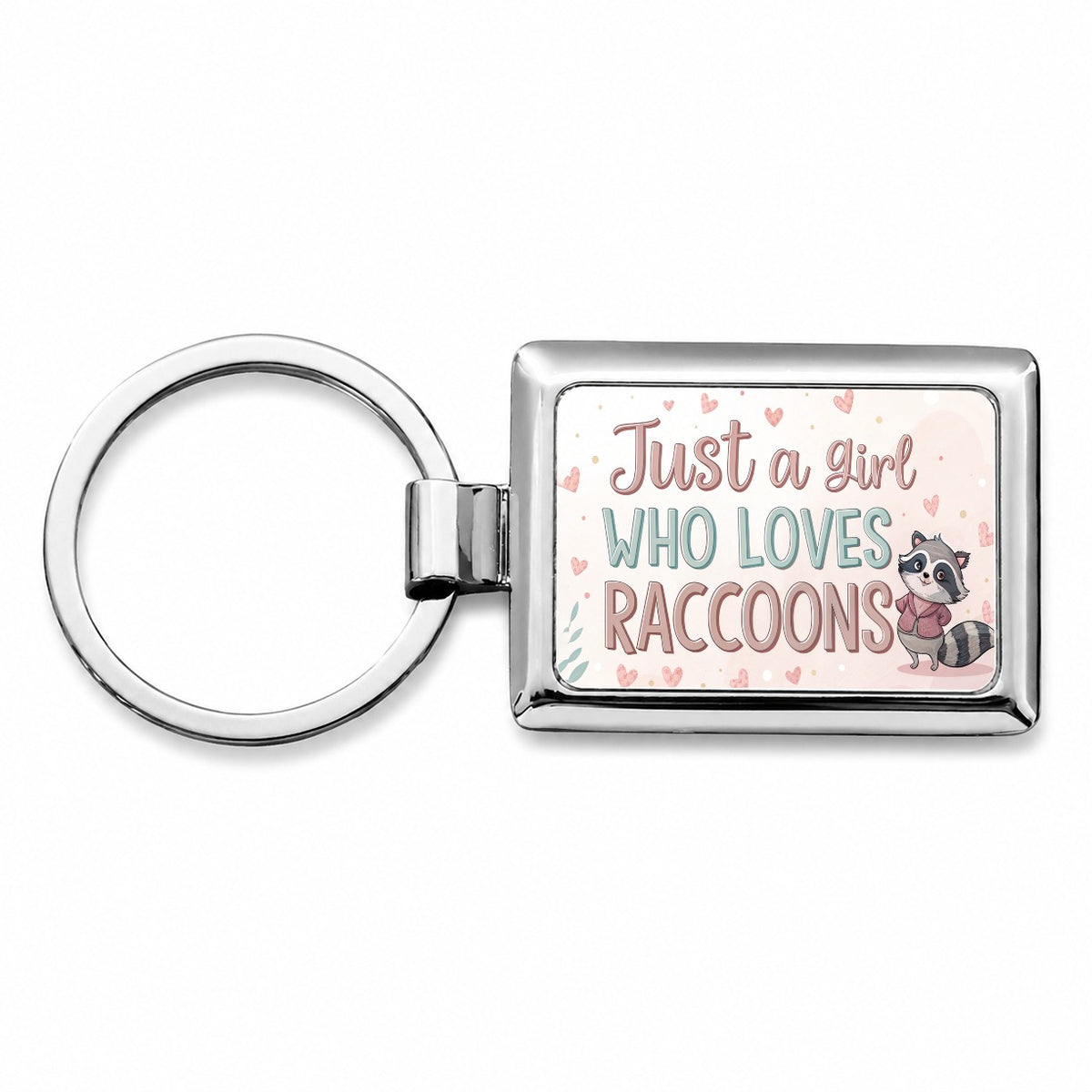 Just A Girl Who Loves Raccoons Funny Rectangle Metal Keychain