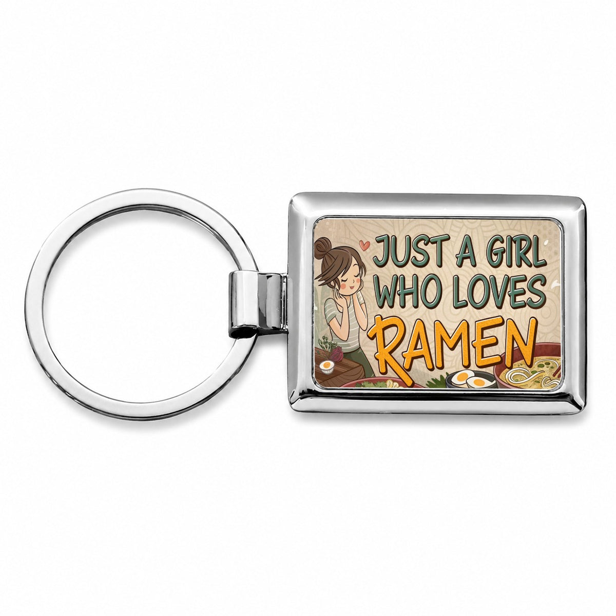 Just A Girl Who Loves Ramen Cute Rectangle Metal Keychain