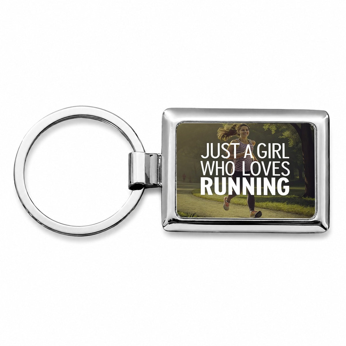 Just A Girl Who Loves Running Jogging Rectangle Metal Keychain
