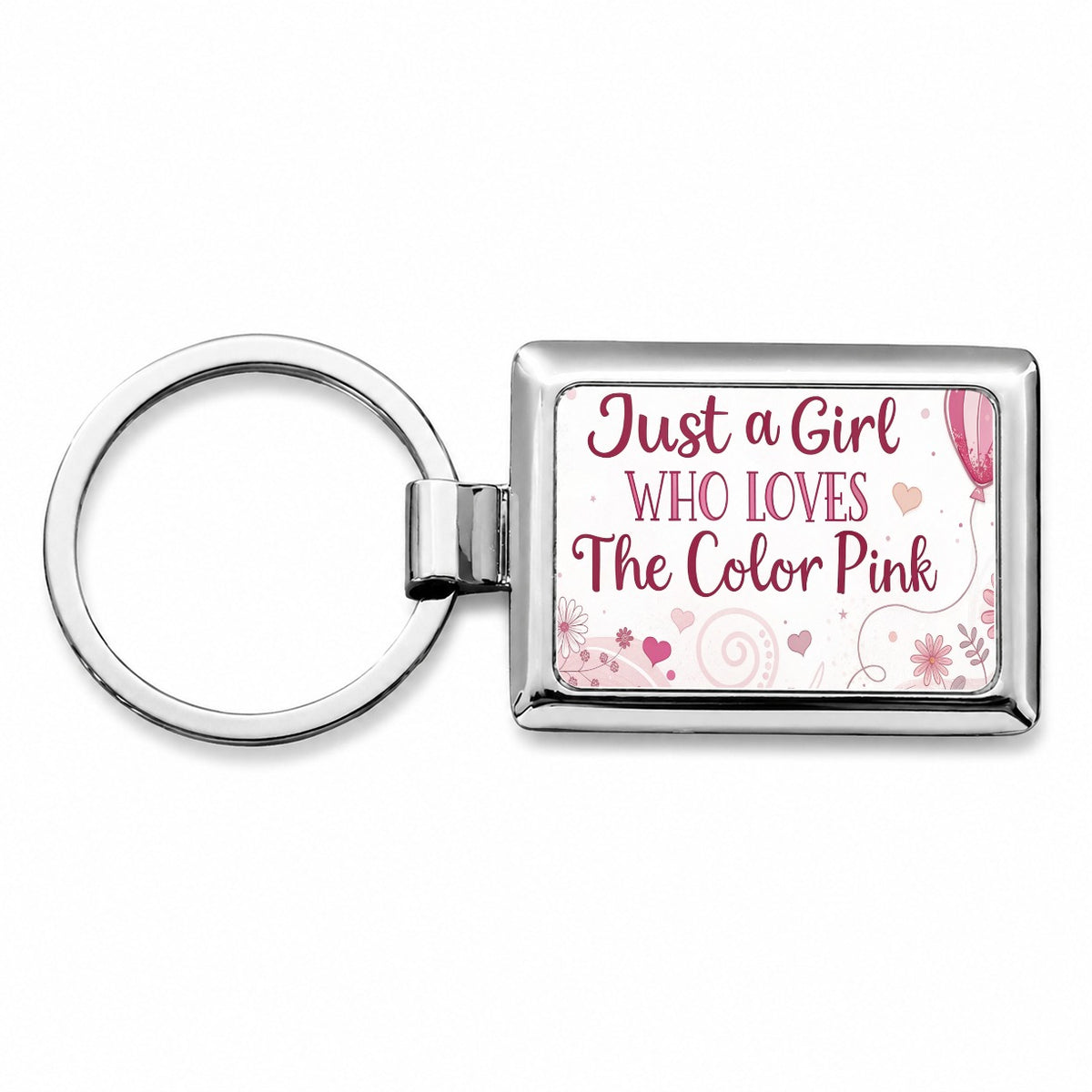 Just A Girl Who Loves The Color Pink Cute Rectangle Metal Keychain