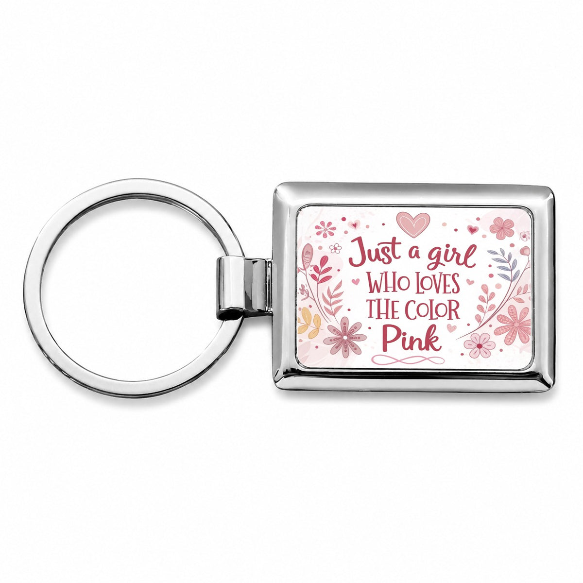 Just A Girl Who Loves The Color Pink Funny Rectangle Metal Keychain
