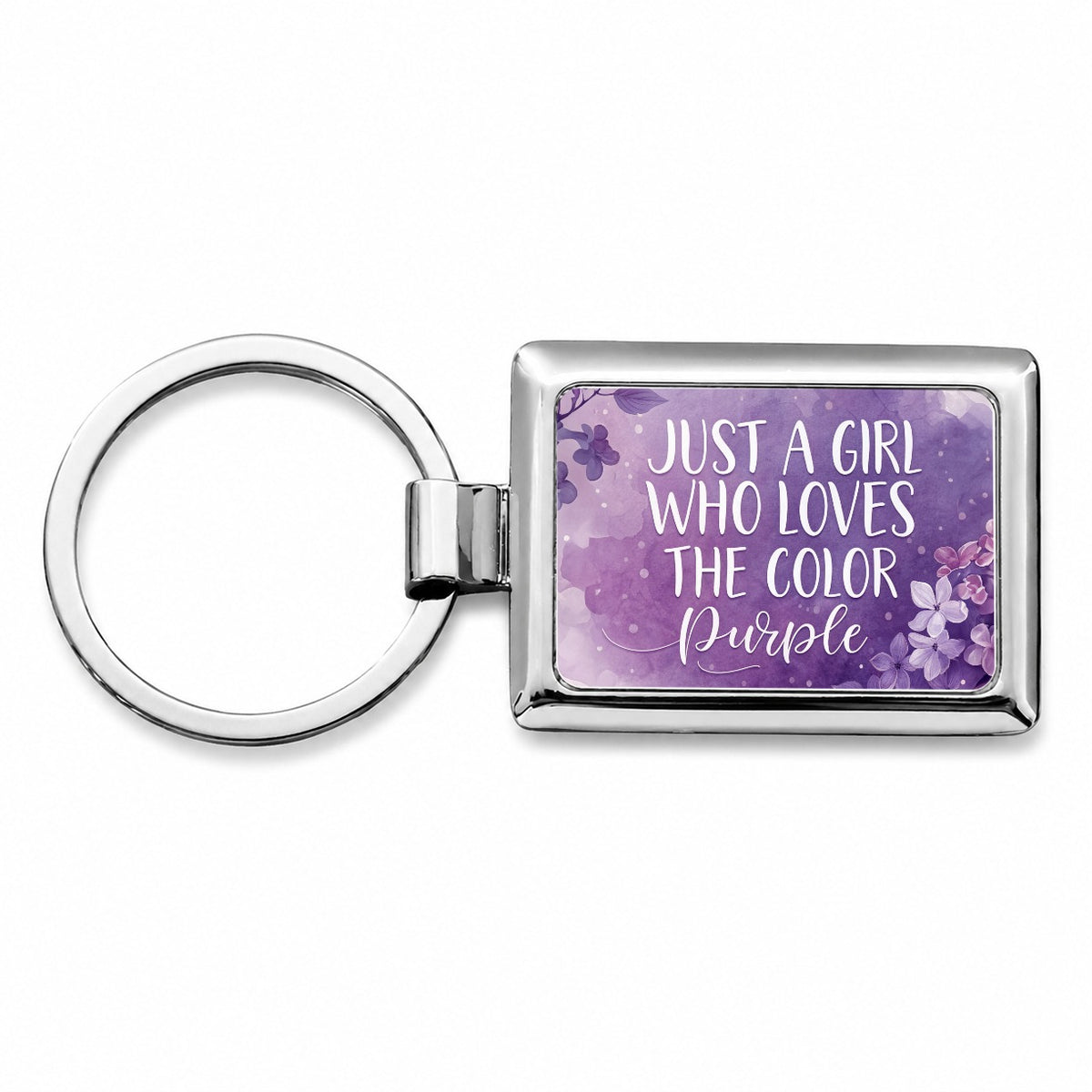 Just A Girl Who Loves The Color Purple Funny Rectangle Metal Keychain