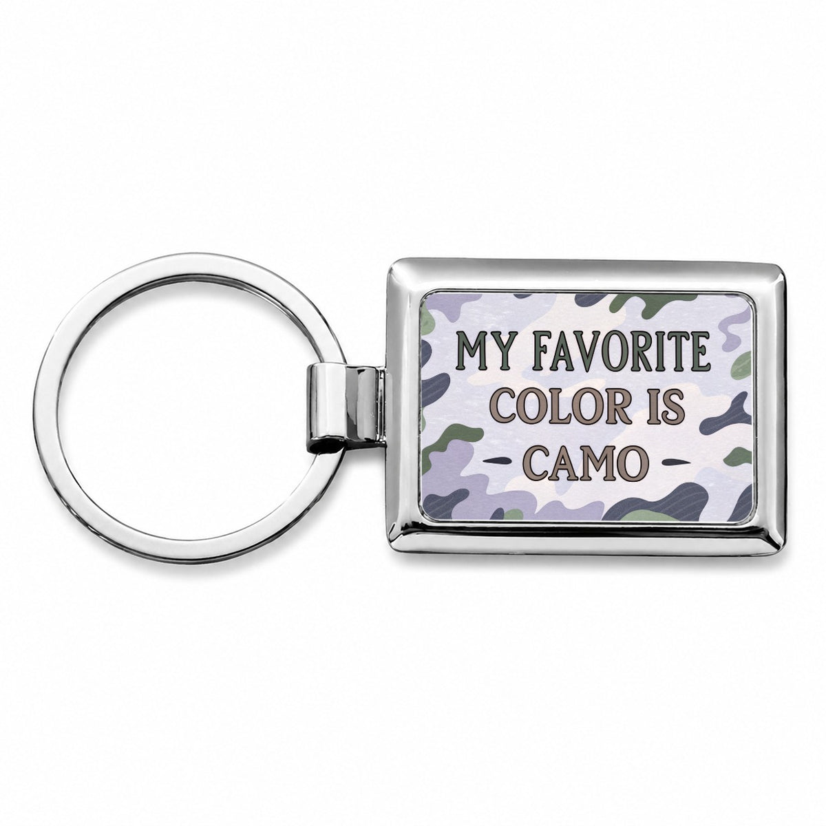 My Favorite Color Is Camo Military Camouflage Rectangle Metal Keychain
