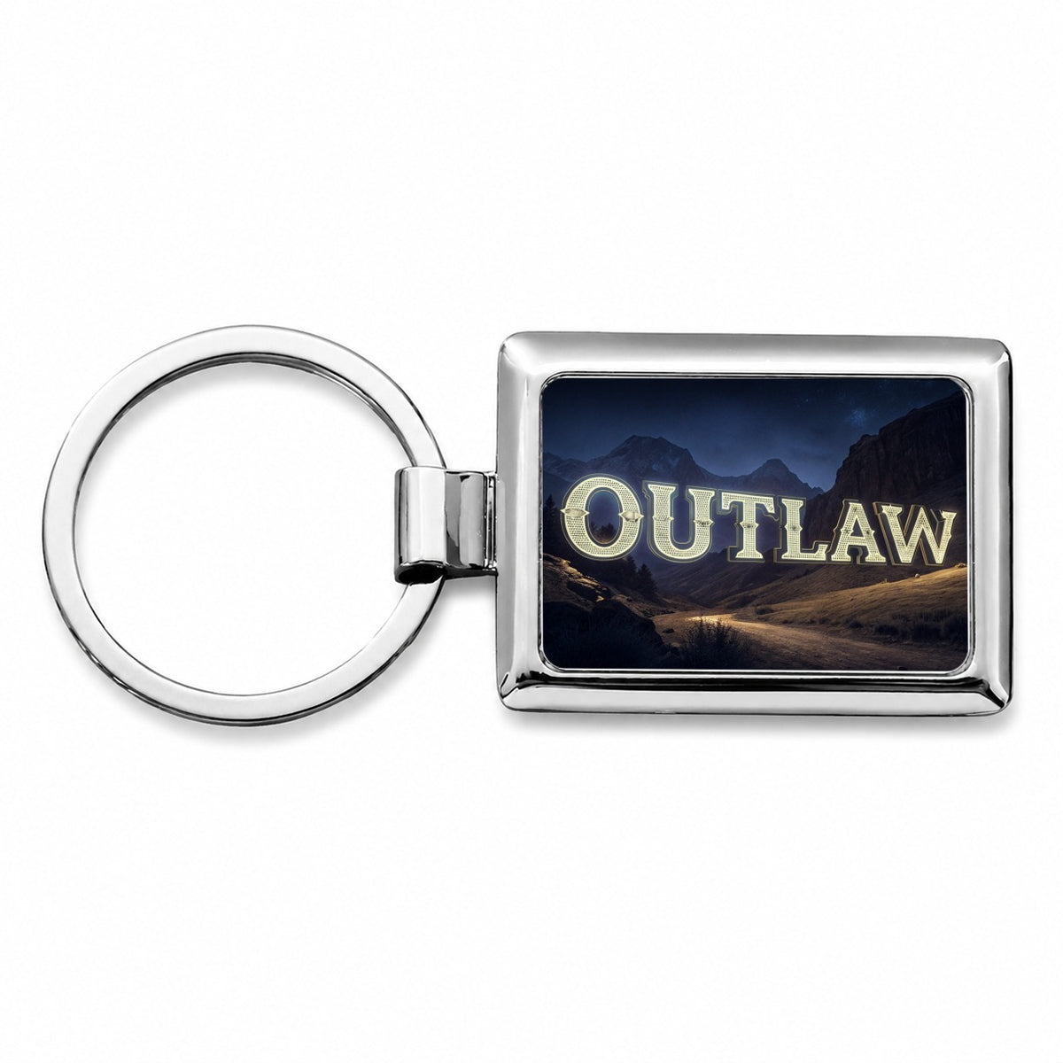 Outlaw Country Night Rectangle Metal Keychain