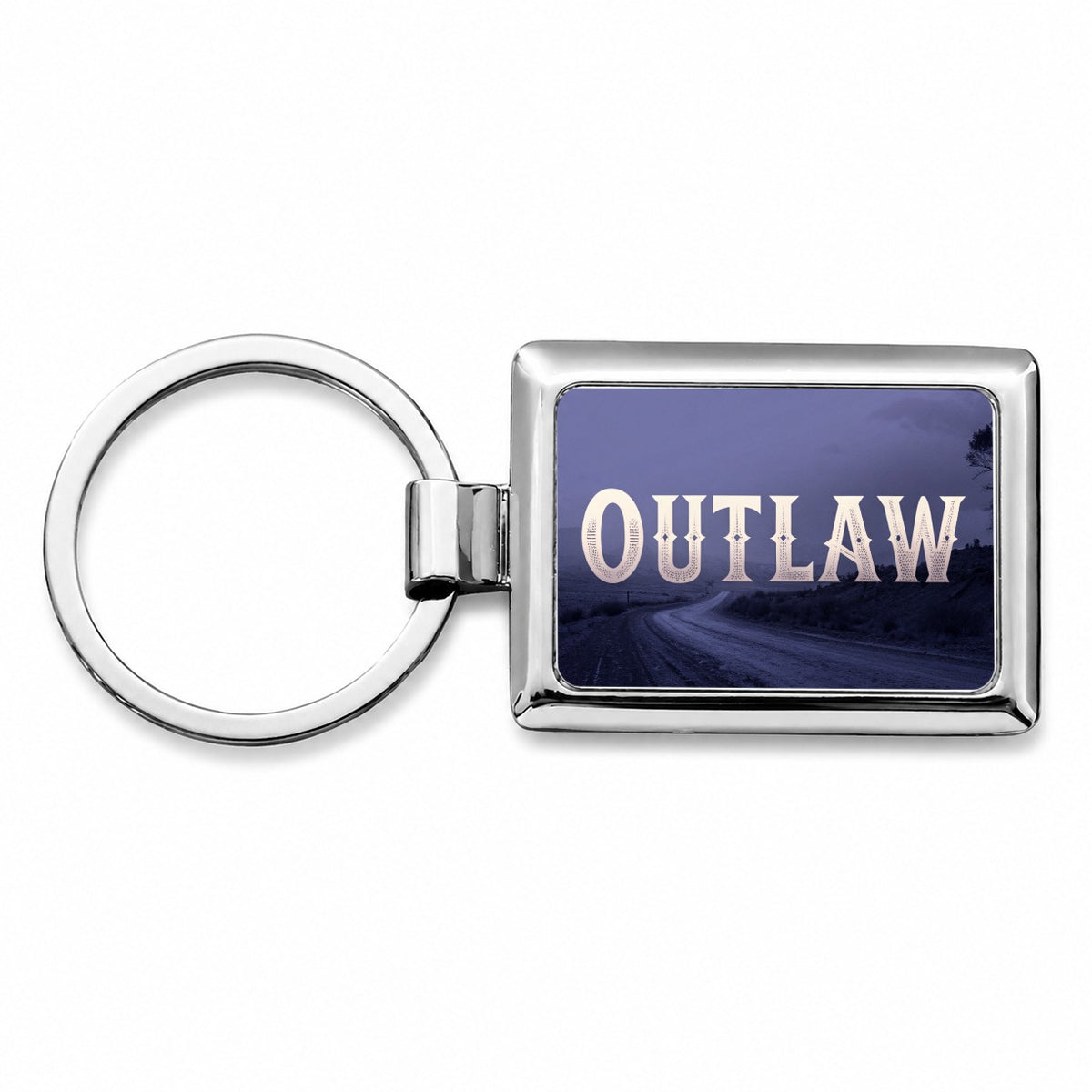 Outlaw Empty Highway Rectangle Metal Keychain
