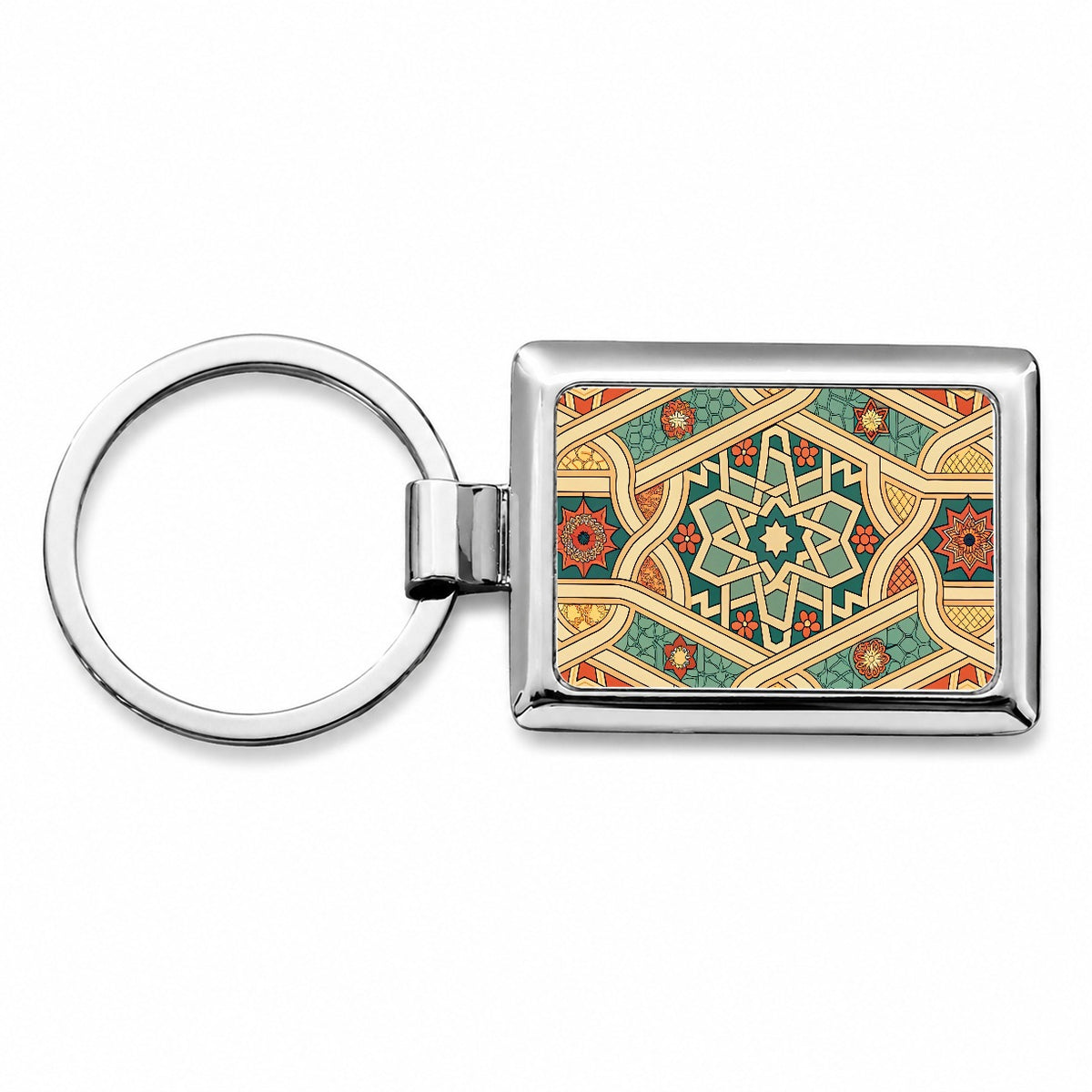 Tessellations Retro Geometric Pattern Rectangle Metal Keychain