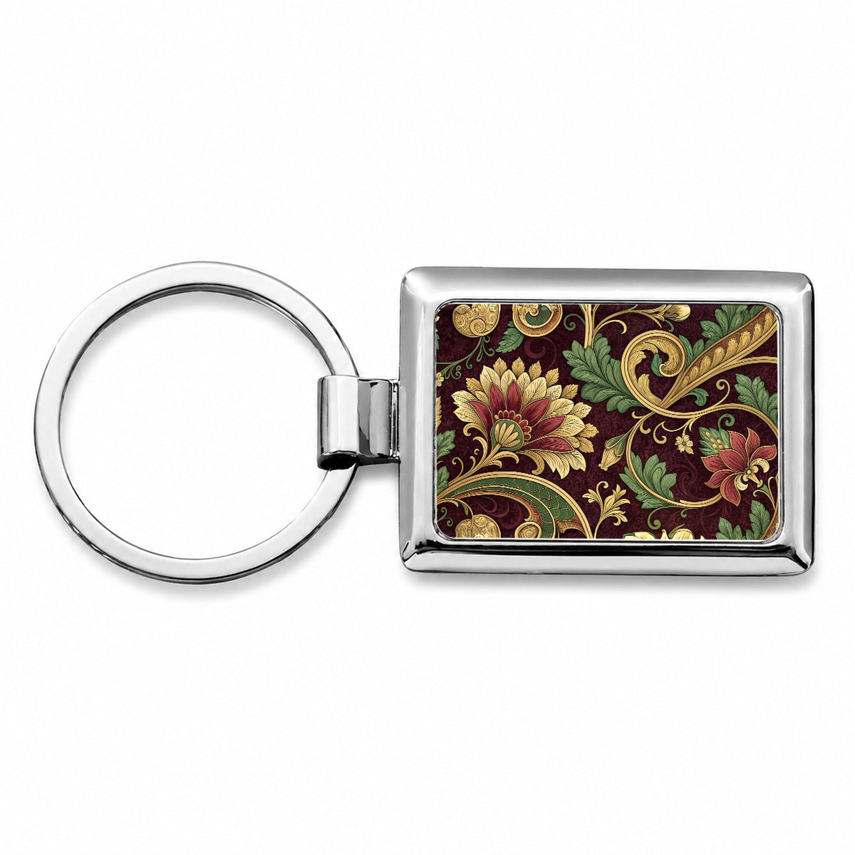 Victorian Decorative Design Pattern Rectangle Metal Keychain