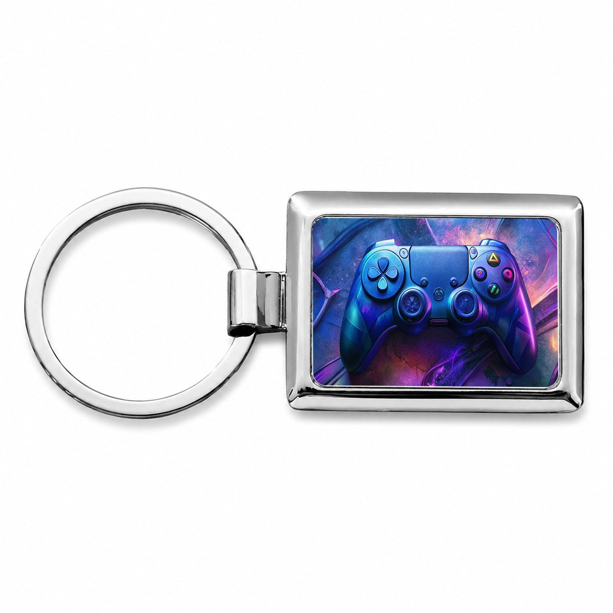Video Game Controller Graffiti Style Rectangle Metal Keychain