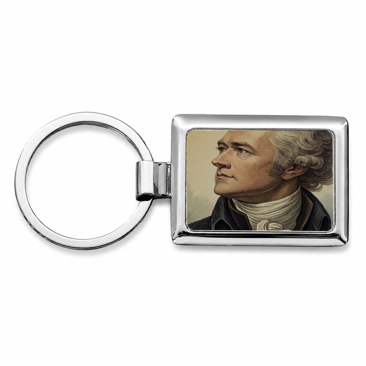 Alexander Hamilton Patriot Art Rectangle Metal Keychain