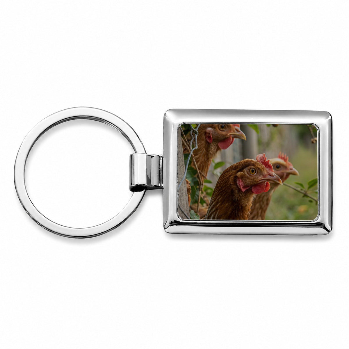 Backyard Chickens Farm Life Rectangle Metal Keychain