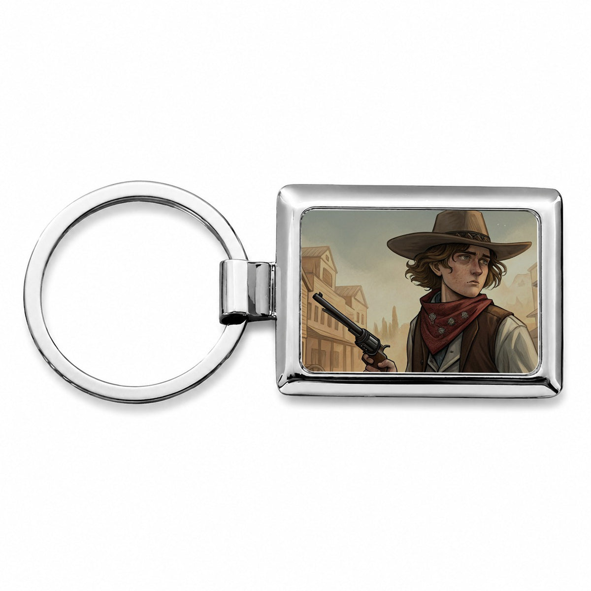 Billy the Kid Outlaw Rectangle Metal Keychain