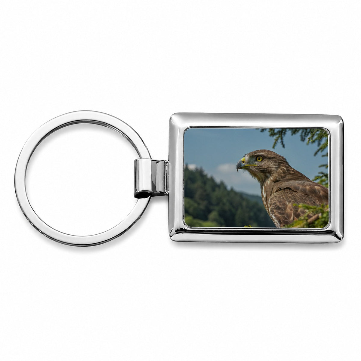 Buzzard Bird Wildlife Nature Rectangle Metal Keychain