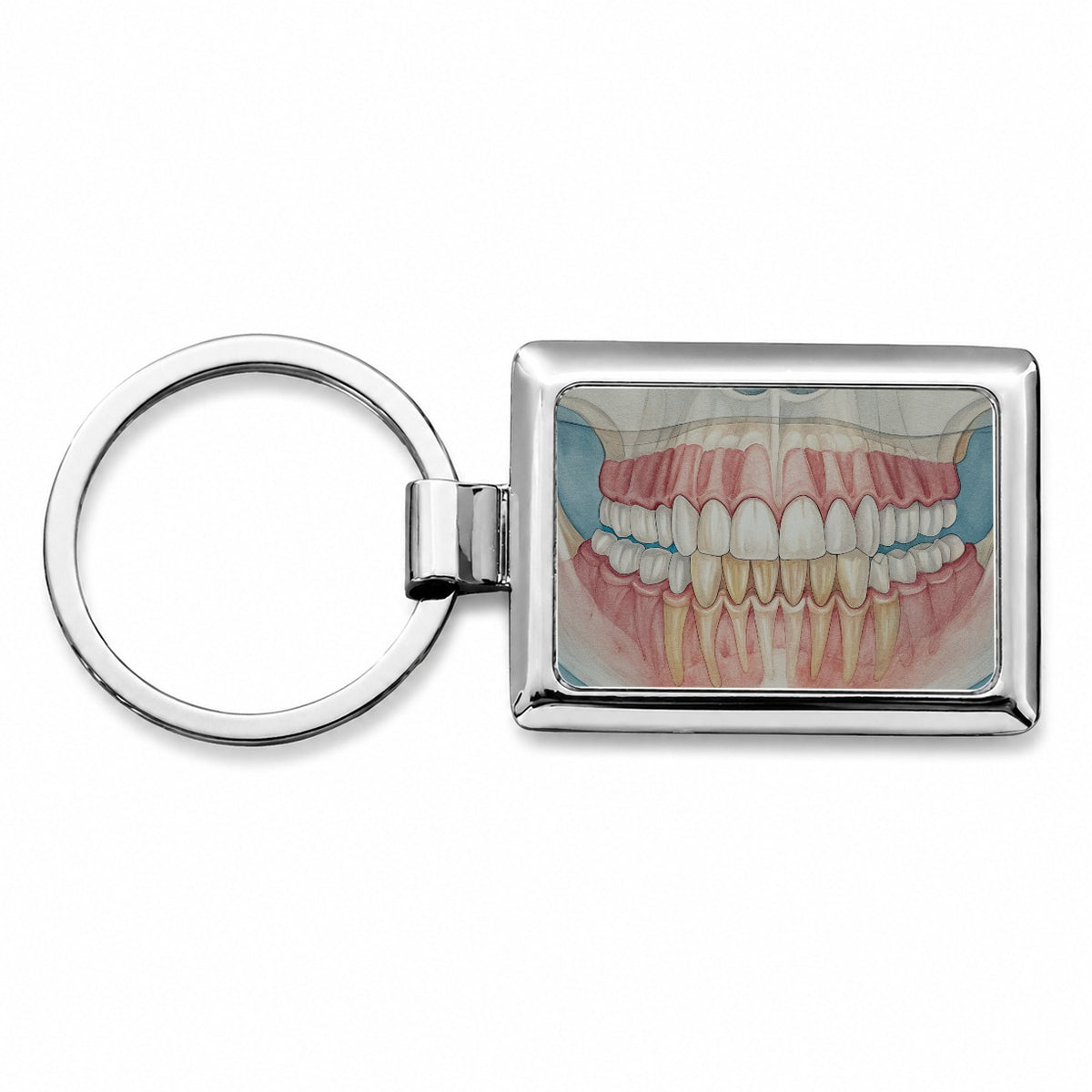 Dental X-Ray Teeth Dentist Rectangle Metal Keychain