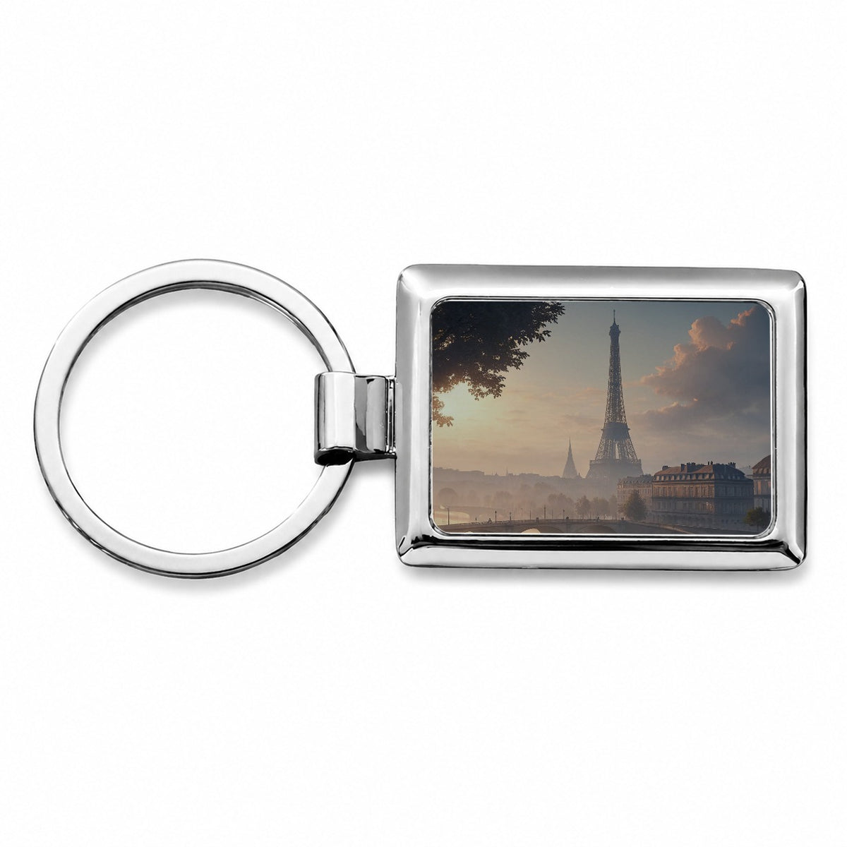 Eiffel Tower Paris France Morning Rectangle Metal Keychain