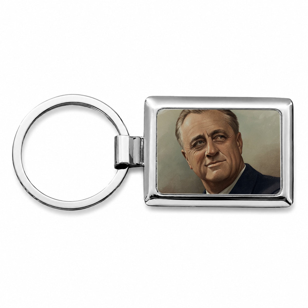 Franklin D Roosevelt President Rectangle Metal Keychain
