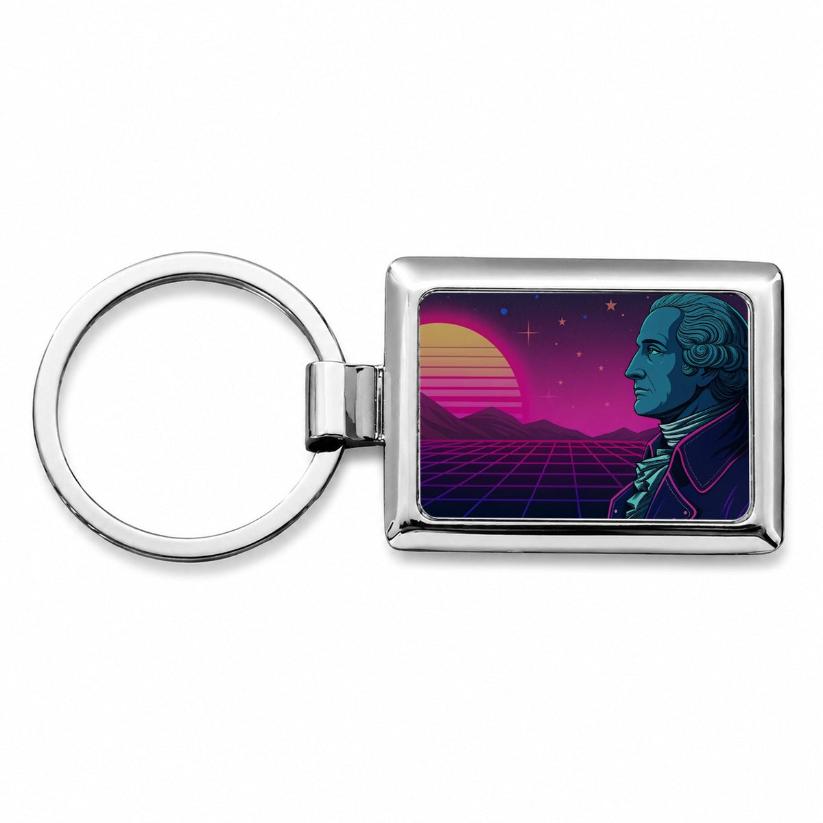 George Washington Cyberpunk Style Rectangle Metal Keychain