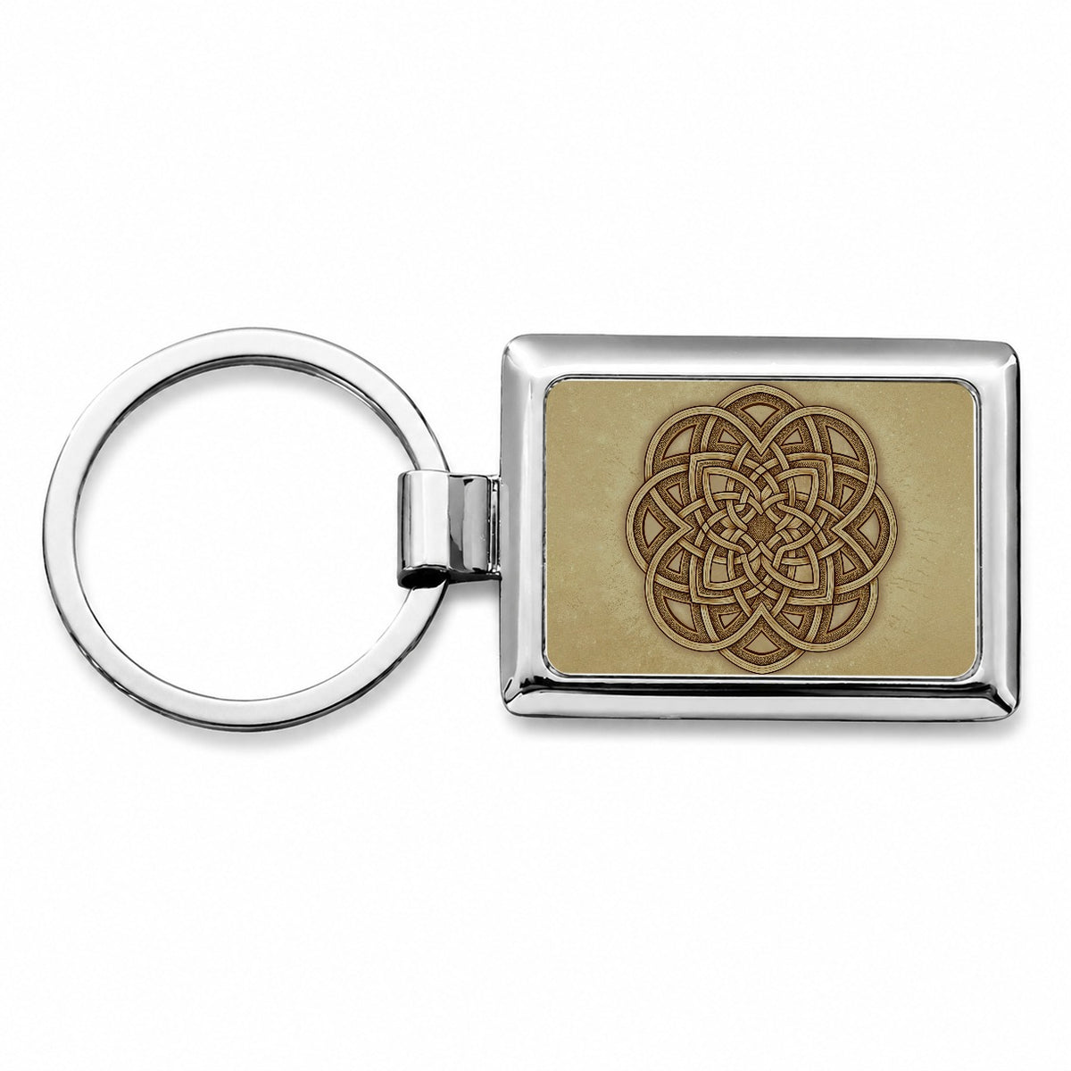 Irish Celtic Mandala Rectangle Metal Keychain