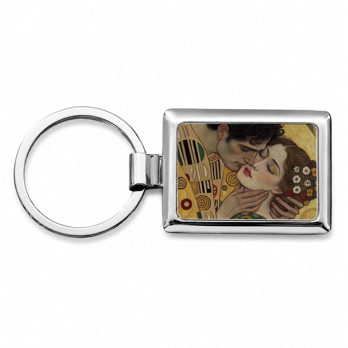 Klimt The Kiss Inspired Rectangle Metal Keychain