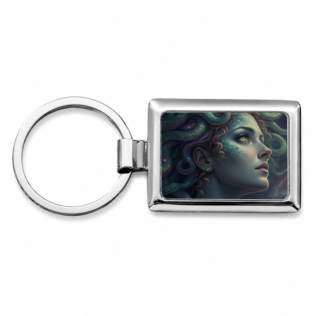 Medusa Moon Goddess Rectangle Metal Keychain