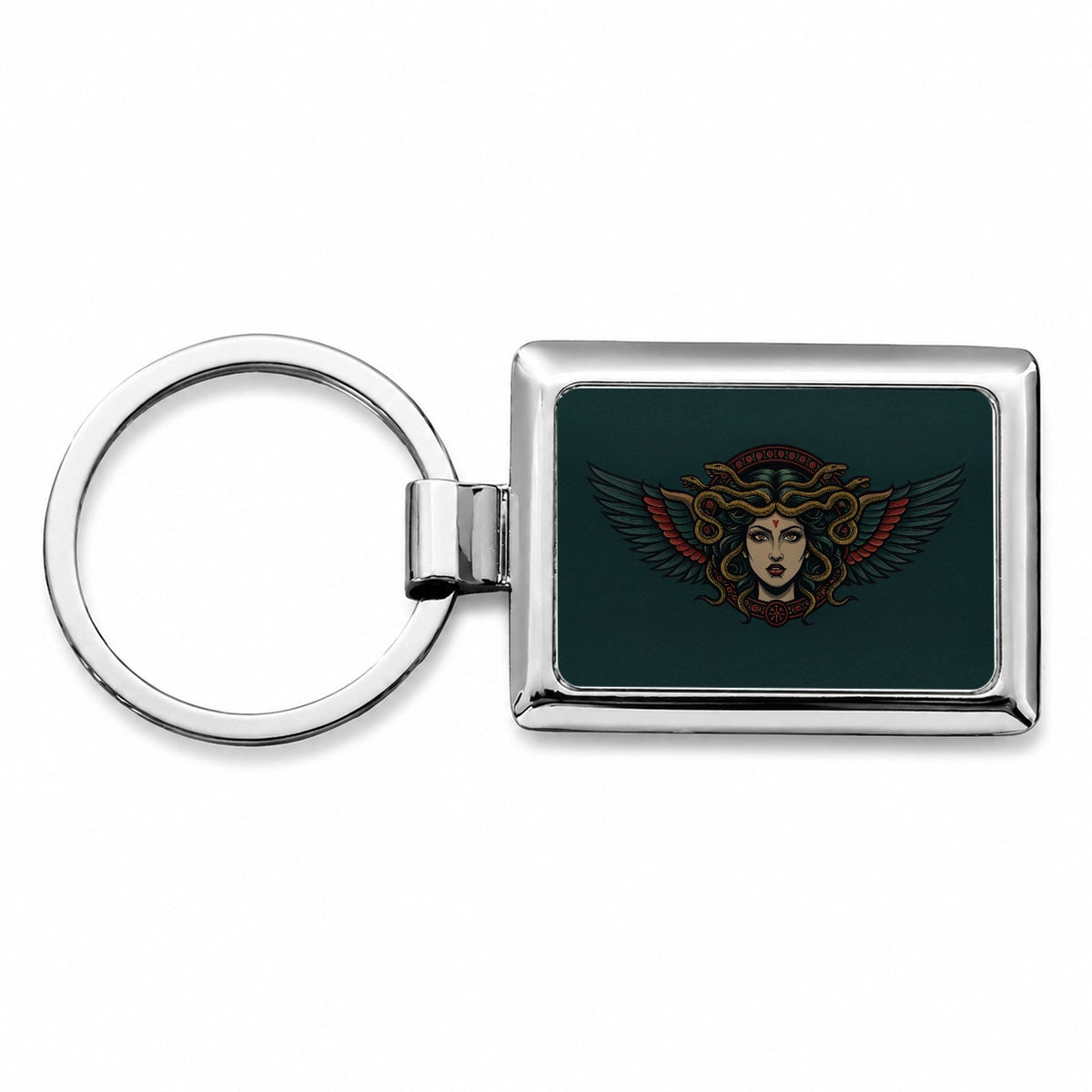 Medusa Mythological Snake Queen Rectangle Metal Keychain