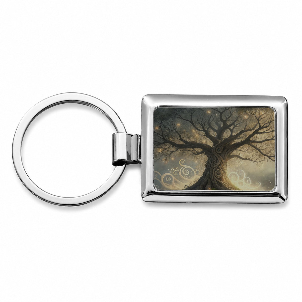 Mystical Tree Of Life Rectangle Metal Keychain