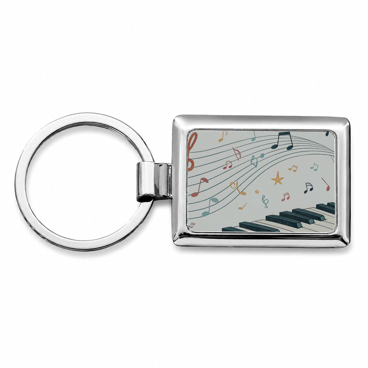 Piano Music Flow Rectangle Metal Keychain