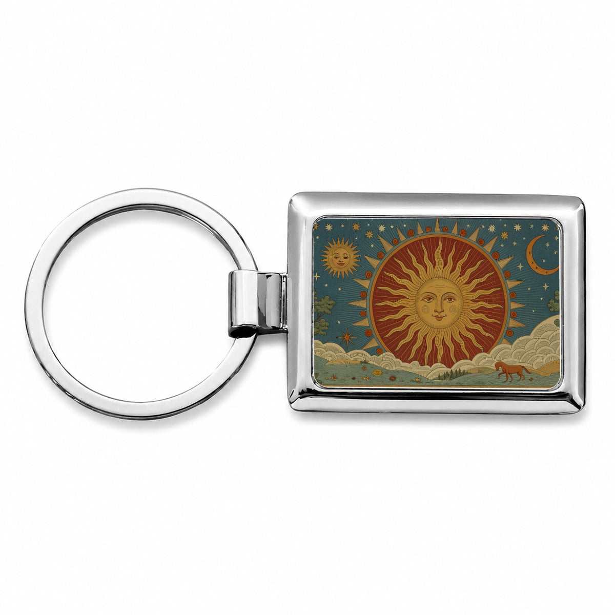Radiant Sun Tarot Design Rectangle Metal Keychain