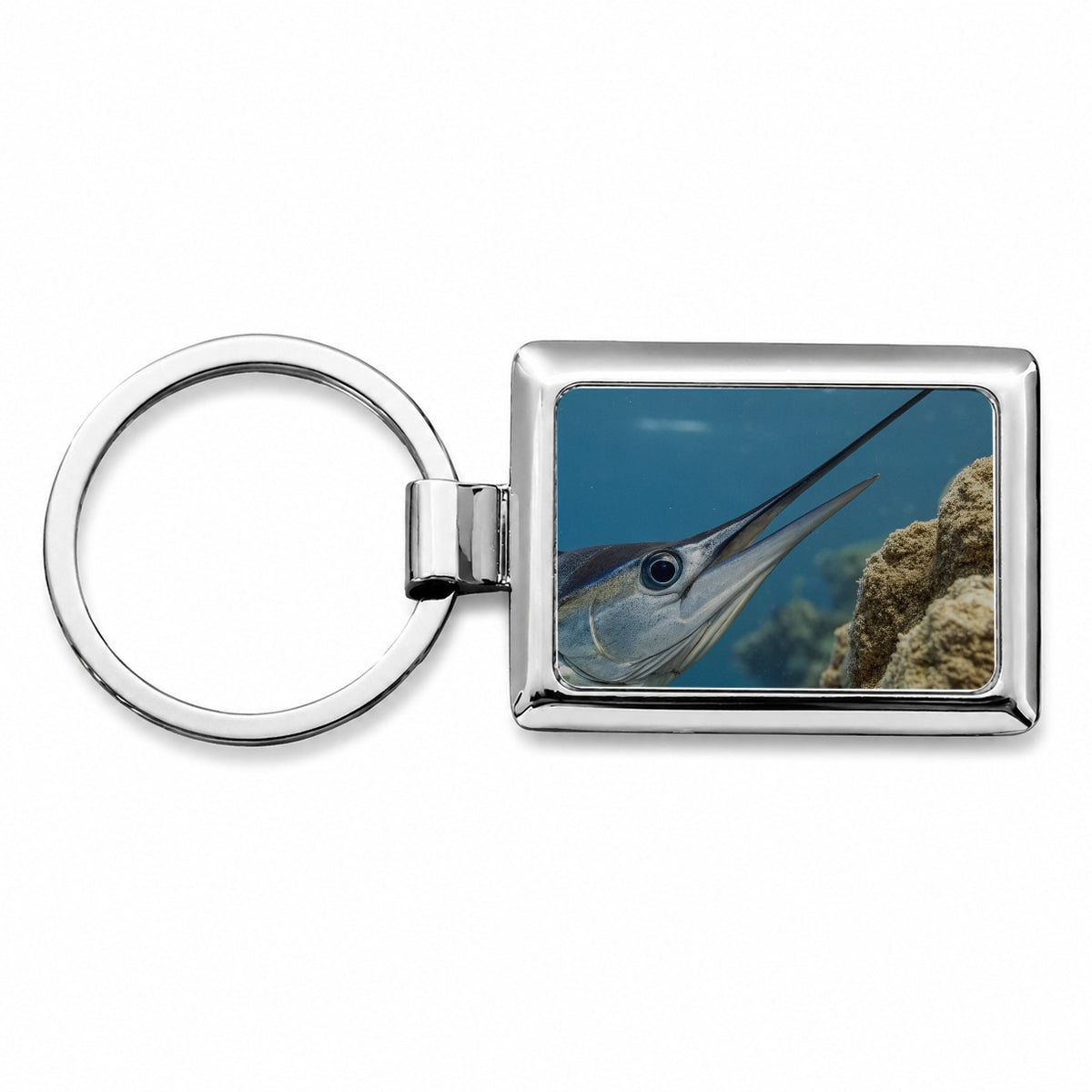 Swordfish Deep Sea Reef Rectangle Metal Keychain