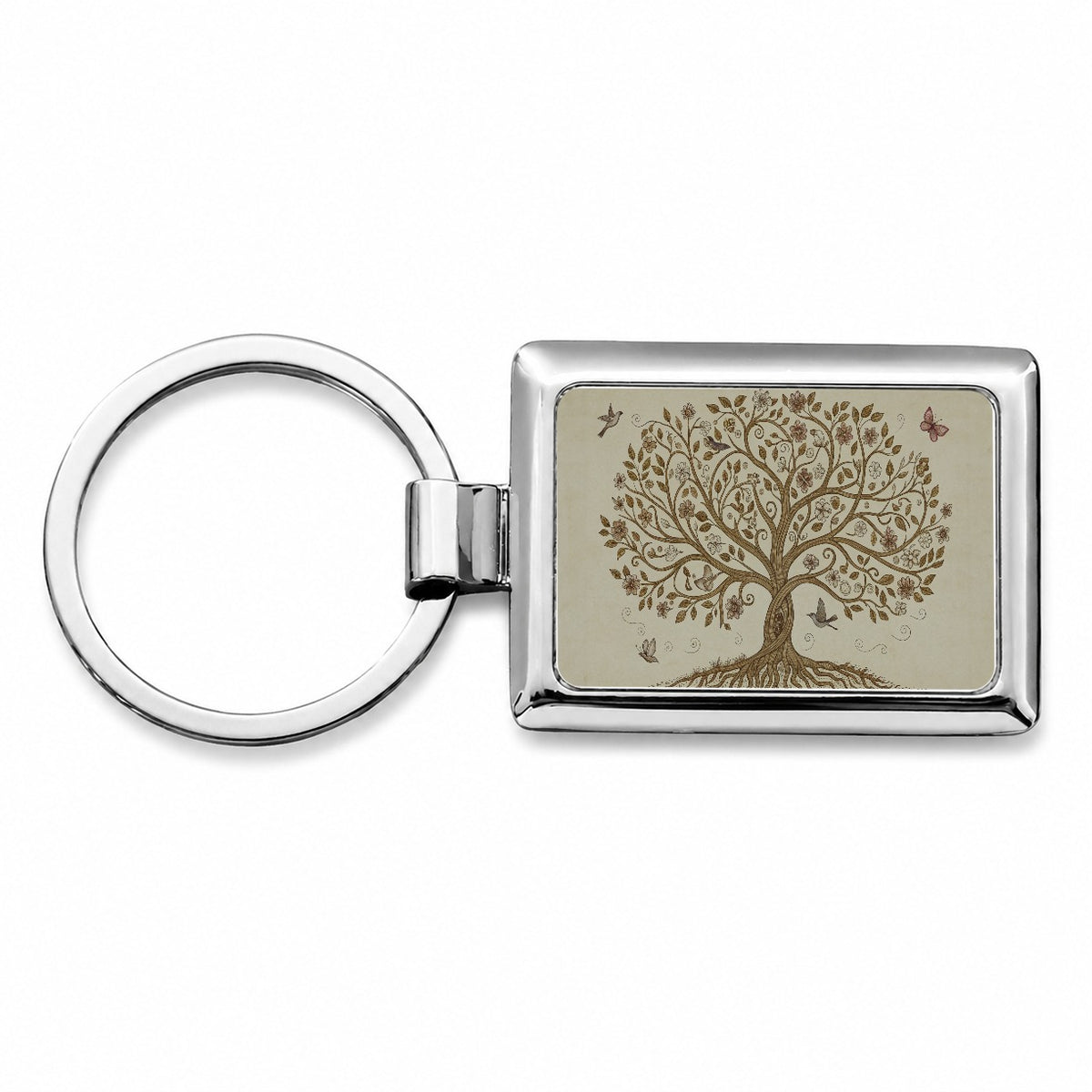Vintage Tree Of Life Rectangle Metal Keychain