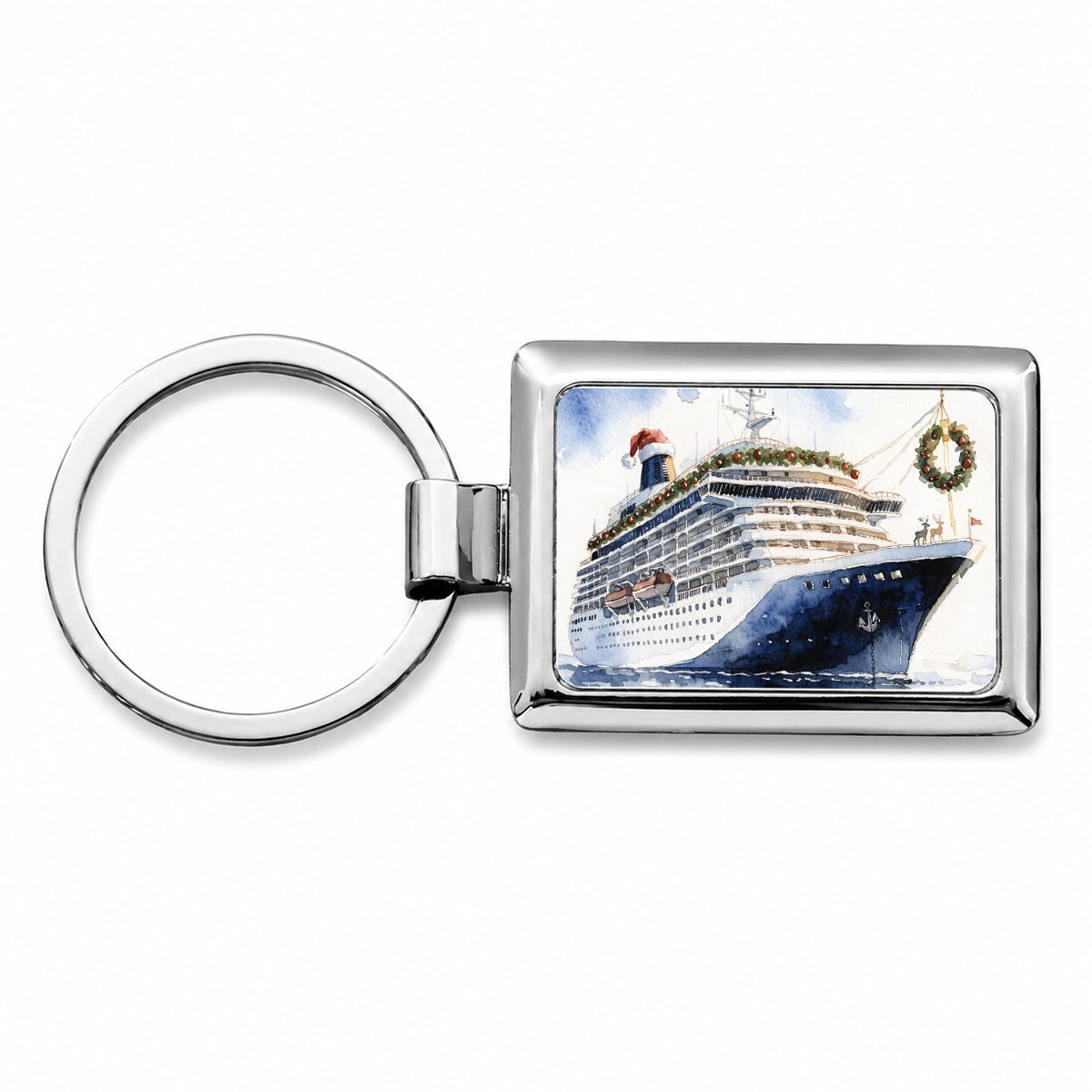 Christmas Cruse Ship Vacation Rectangle Metal Keychain