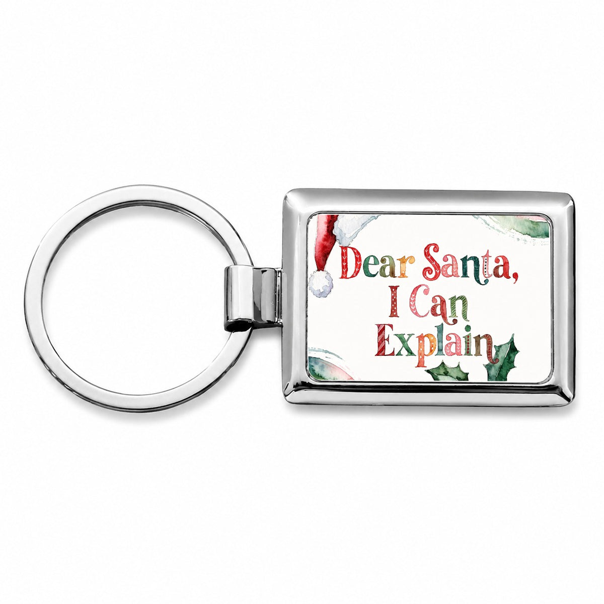 Dear Santa I Can Explain Christmas Funny Rectangle Metal Keychain