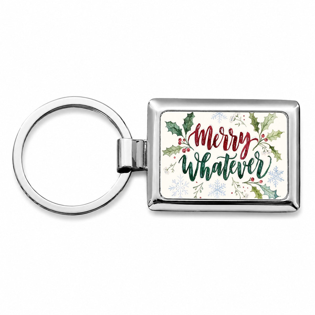 Merry Whatever Christmas Funny Rectangle Metal Keychain