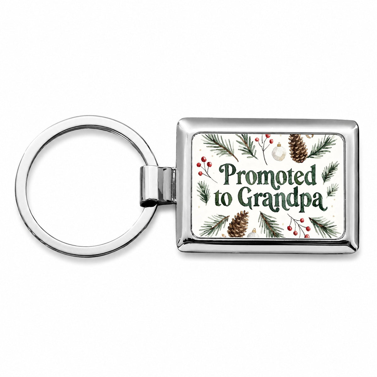 Promoted To Grandpa Christmas Rectangle Metal Keychain