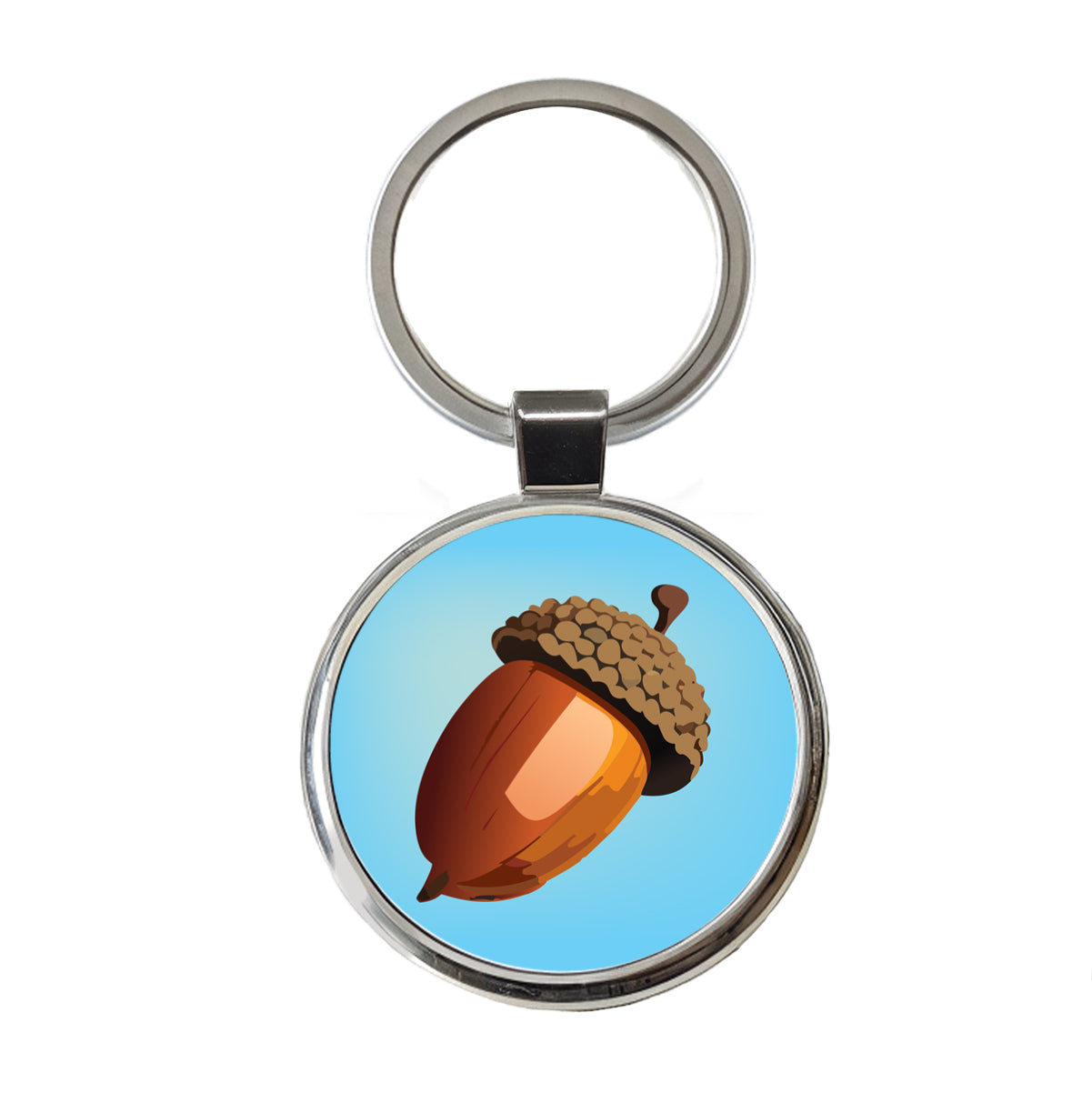 Acorn Nature Round Metal Keychain