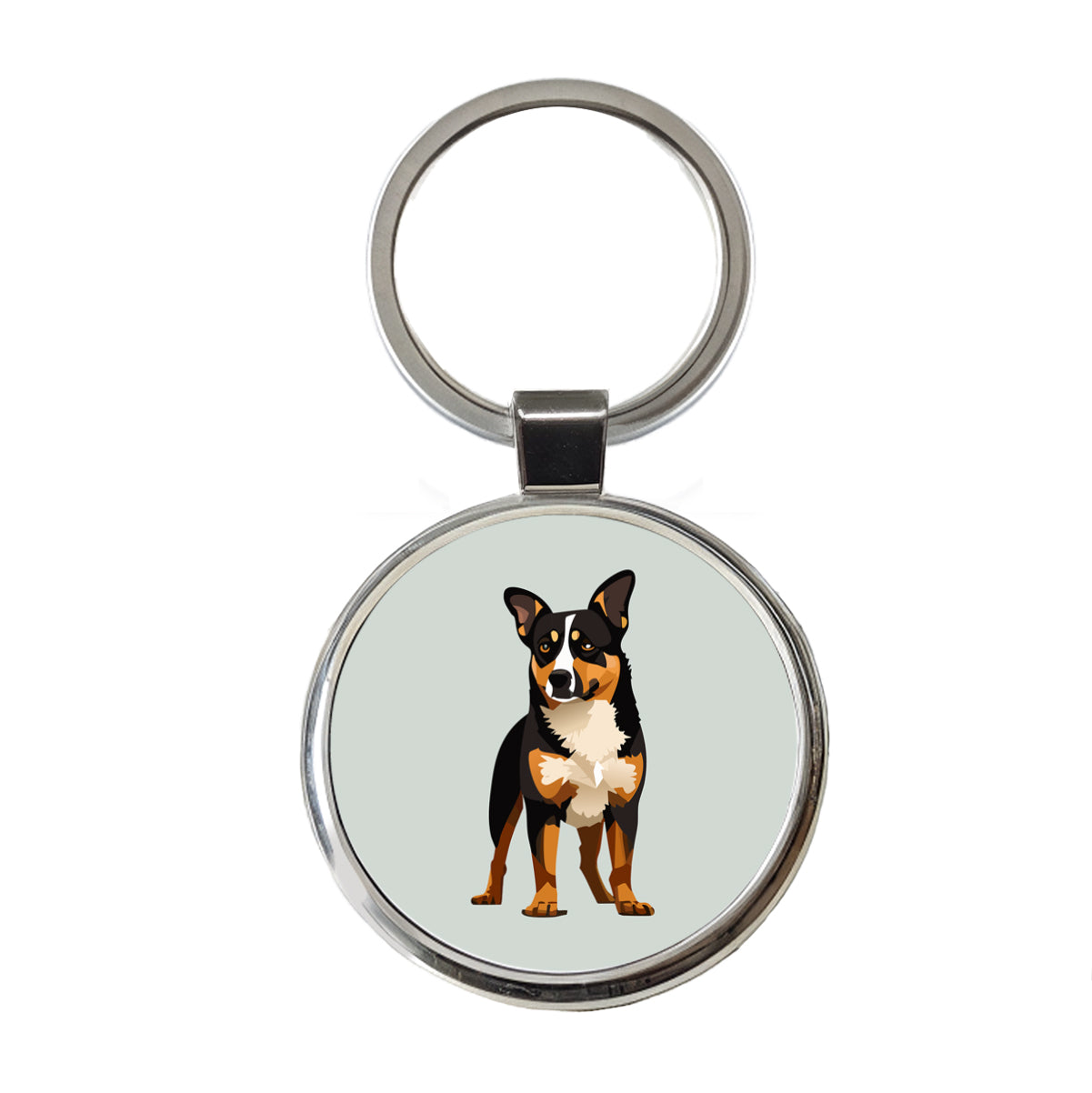 Australian Cattle Dog Standing Round Metal Keychain