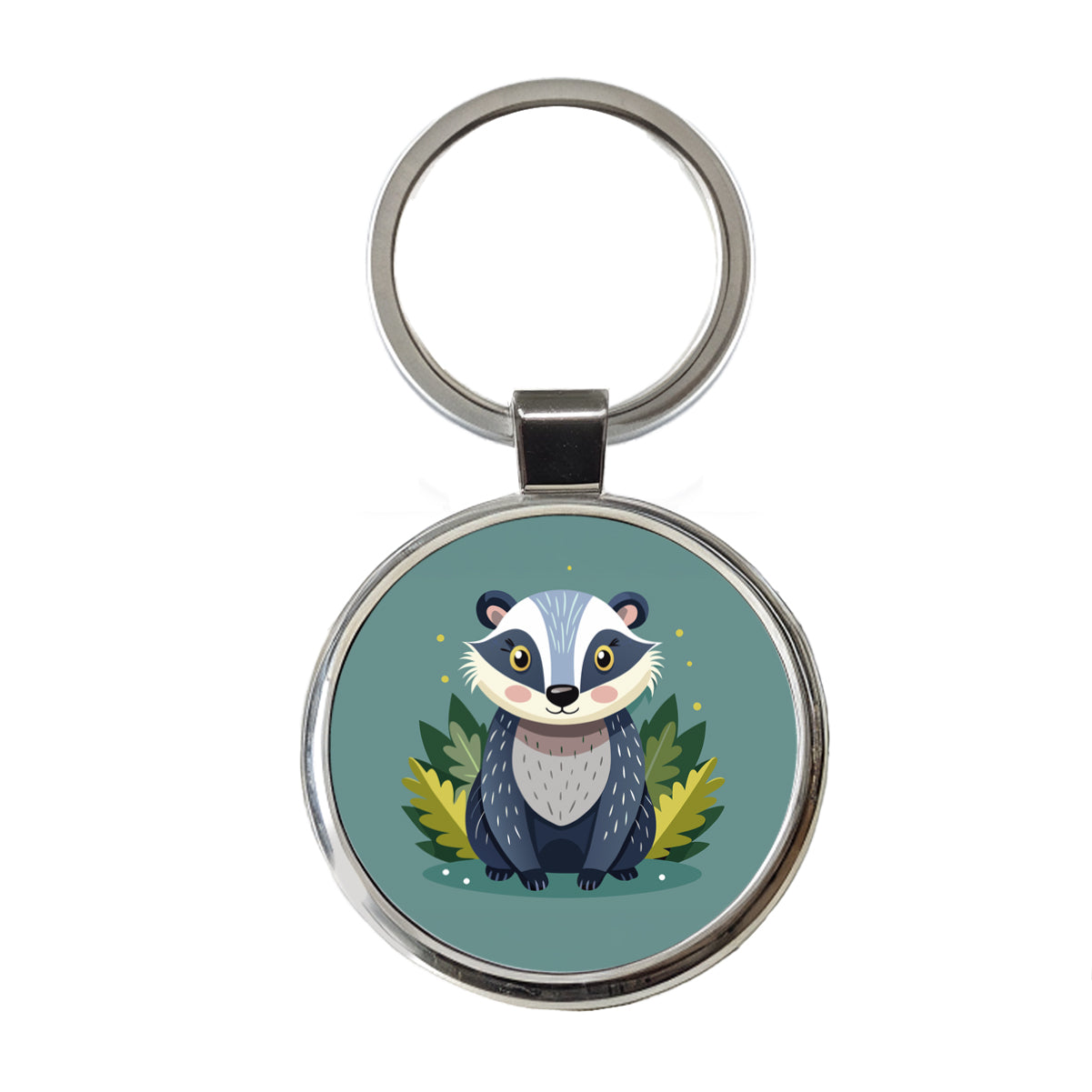 Badger Cute Round Metal Keychain