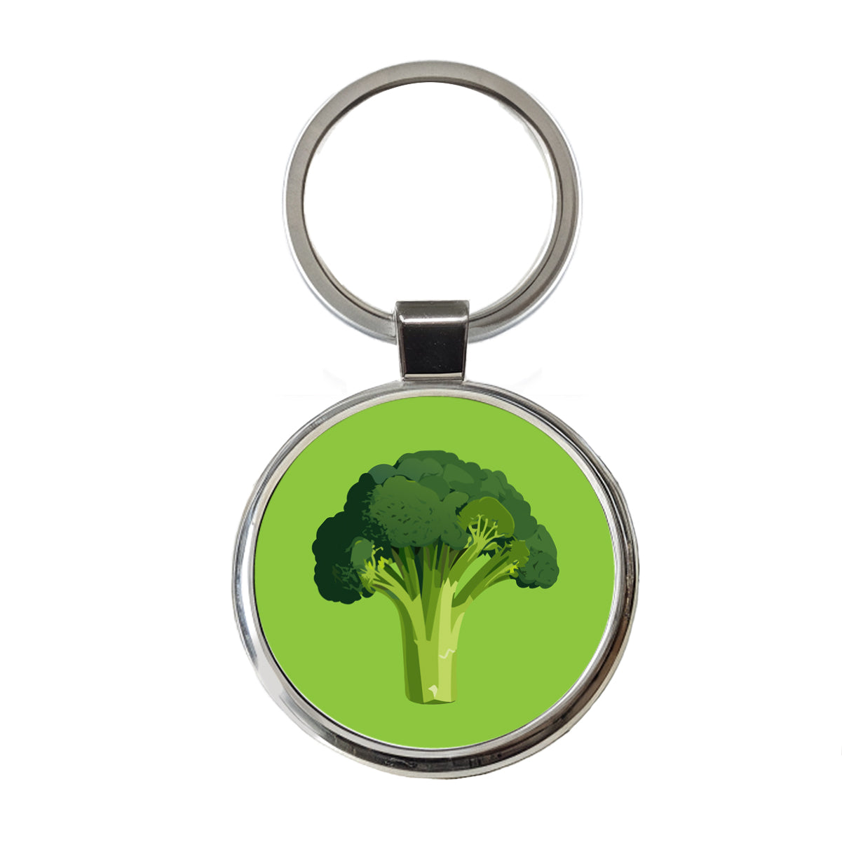 Broccoli Vegetable Vegan Vegetarian Round Metal Keychain