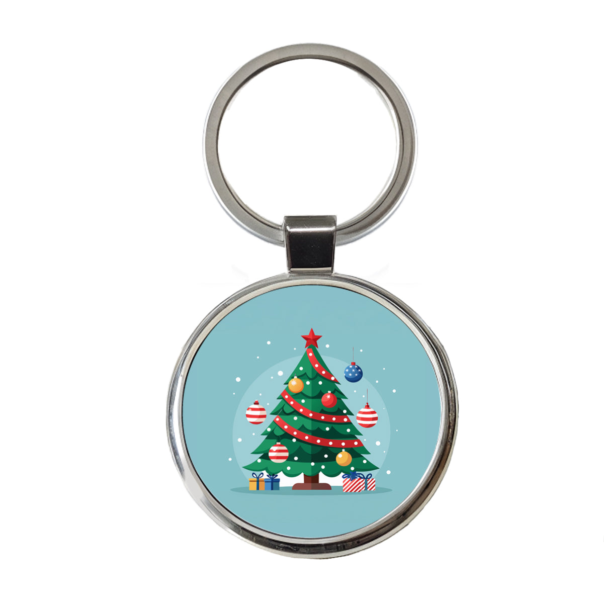 Christmas Patriotic Tree Ornaments Subtle Round Metal Keychain