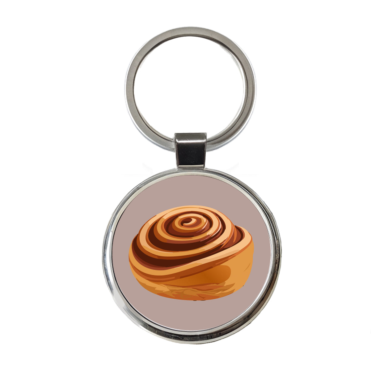 Cinnamon Roll Bun Round Metal Keychain
